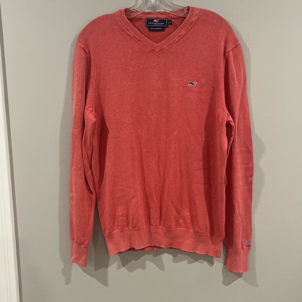 CASHMERE VINEYARD VINES MEN'S COTTON V NECK PINK SWEATER SIZE Medium